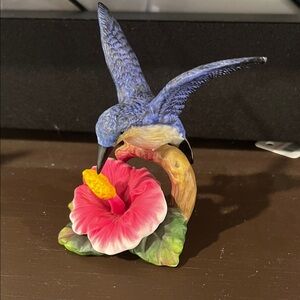 Russ Berrie Blue and Pink Bird with Flower